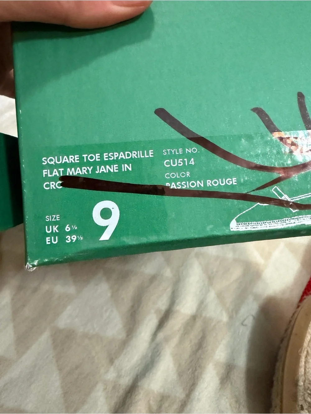 J crew Made-in-Spain Sophie Mary Jane espadrilles with crochet passion rouge